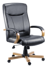 Kingston Bonded Leather Faced Executive Office Chair Black/Light Wood - 8512HLW DD